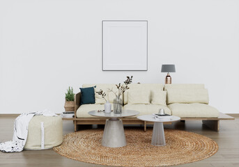 Mockup frame in Interior living room with sofa and table