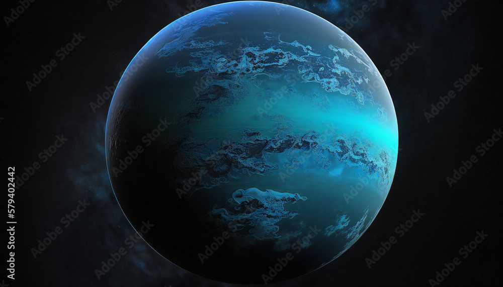 Wall mural planet similar to neptun in space - space wallpaper - generative ai