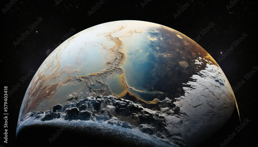 Wall mural planet similar to pluto in space - space wallpaper - generative ai