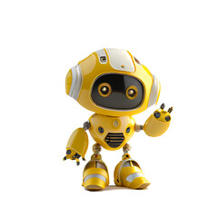 cute yellow robot on a transparent background