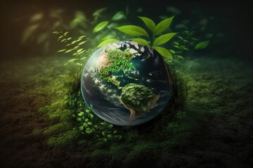 There is only one planet, and this design was inspired by World Environment Day. On this, June 5th, we wish everyone a joyous celebration of Earth Day. Young plant on green earth, natural environment