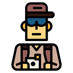 tourist filled outline icon style