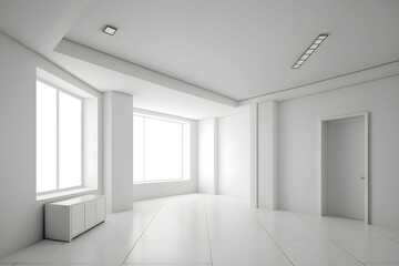 Naklejka na ściany i meble 3d_render_of_an_empty_room_interiorphotorealistic. made with Generative AI