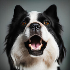 Portrait of a dog on a light background. Generative AI
