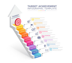 target achievement staircase infographic steps template background