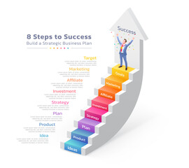 business arrow staircase steps template background