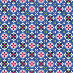 Abstract Geometric Shapes Seamless Vector Pattern Hypnotic Psychedelic Retro Squares Diamonds Azulejos Moroccan Style  Mosaic Colorful Trendy Pattern Perfect for Allover Print