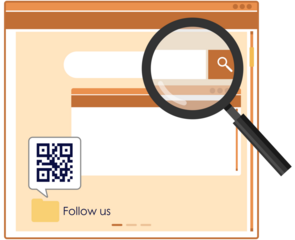 Video player design for website and mobile apps.Magnifying glass search webpage with vector illustration