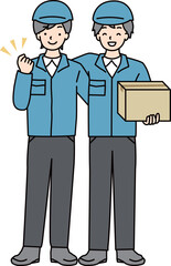 作業服を着た配達員２人のイラスト
