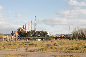 Fototapeta na wymiar factory in Avilés where steel is produced thanks to coke batteries, in Asturias. Originally it was called Ensidesa