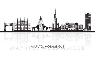 Silhouette Skyline panorama of city of Maputo, Mozambique - vector illustration