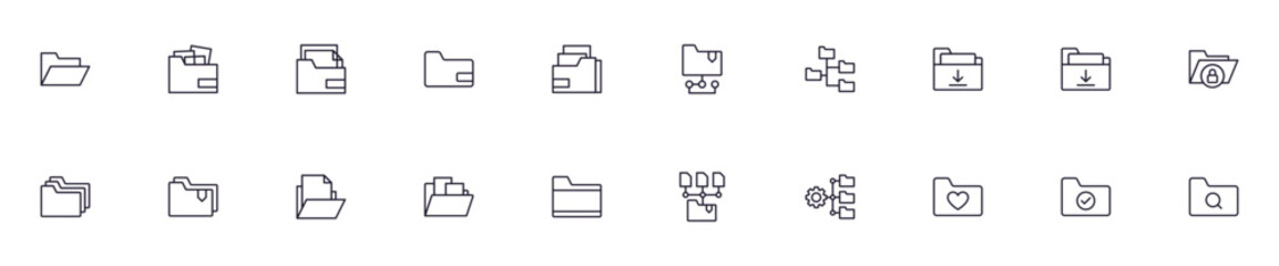 Obraz premium Folder concept. Single premium editable stroke pictogram perfect for logos, mobile apps, online shops and web sites. Vector symbol isolated on white background.