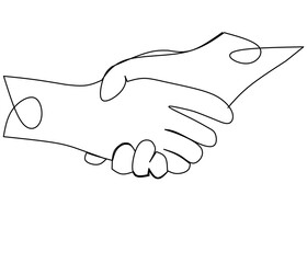 one line illustration of shaking hands