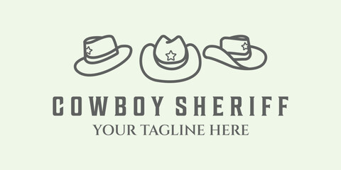 sheriff cowboy line art symbol logo design minimalist illustration hat creative