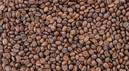 Fresh roasted brown coffee beans background