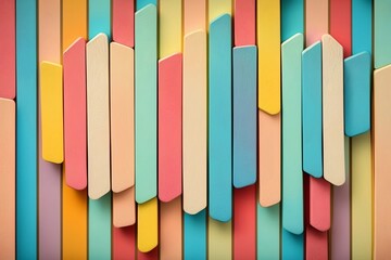 A Colorful Background Design with Wood Ice Cream Sticks. Generative AI