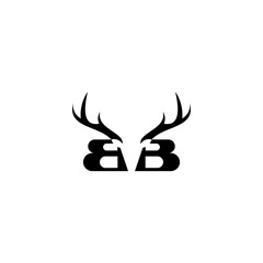 Naklejka premium Letter B with deer antlers in target shape, flat style logo design vector template, Hunting inspirations symbol for corporate business identity 