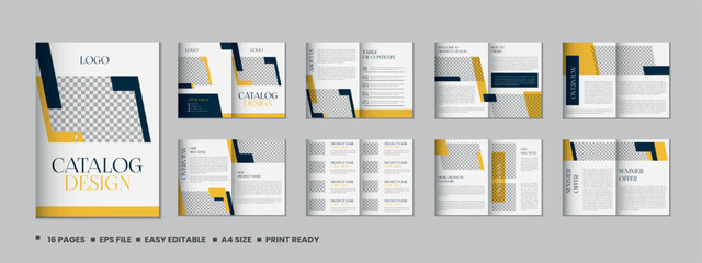 Company product catalog template design, Company product catalog template, Minimalist 16 pages product brochure template design