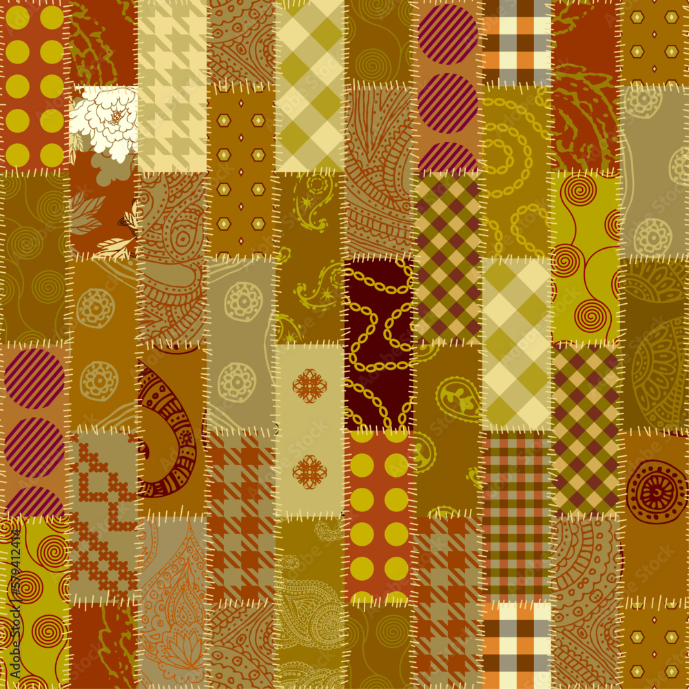 Poster geometric abstract pattern. intersection patchwork plaid style