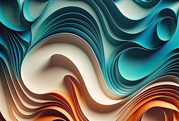 abstract paper cut wavy liquid background layout design. Generative AI