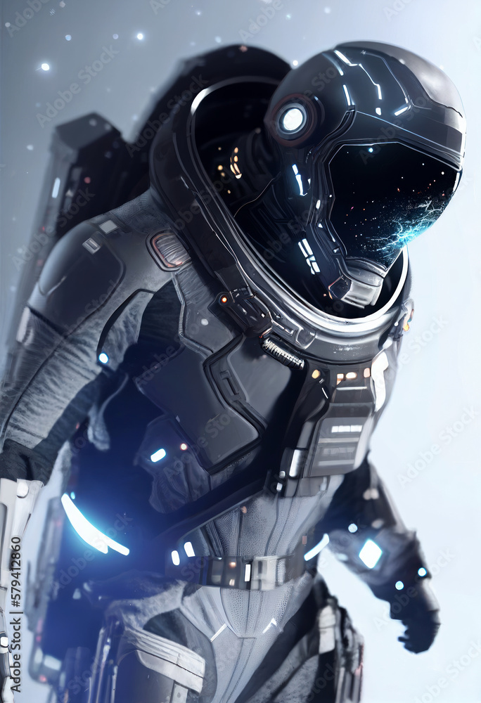 Canvas Prints space suits isolated on space background. ai generated.