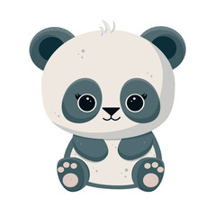 Cute baby panda is sitting. Vector illustration for baby shower, card, party invitation, trendy clothes t-shirt print.