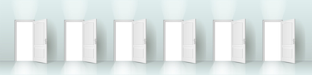 The interior of a bright, empty room. Entrance doors.
Free space for copying 3d vector images.