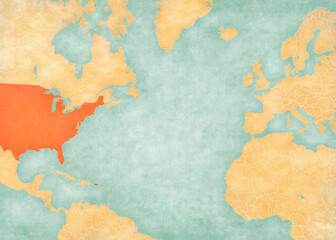 Map of North Atlantic Ocean - United States