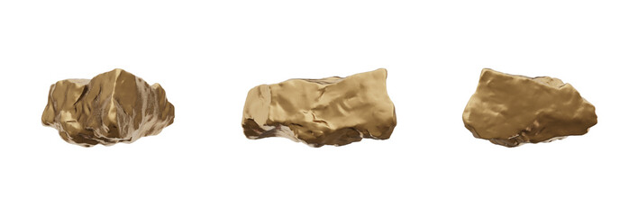 Design of a stylish and exquisite golden rock. Ideal for adding a luxurious touch to your projects. PNG file with high transparency. 3d render.