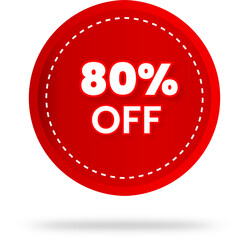 80% percent discount sticker price tag design. product emblem with percentage sell off. marketing deal sale tag giving super offer. Sale 80% off banners, discount tags design template, extra promo.