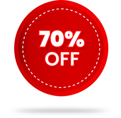 70% percent discount sticker price tag design. product emblem with percentage sell off. marketing deal sale tag giving super offer. Sale 70% off banners, discount tags design template, extra promo.