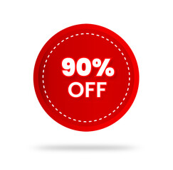 90% percent discount sticker price tag design. product emblem with percentage sell off. marketing deal sale tag giving super offer. Sale 90% off banners, discount tags design template, extra promo.