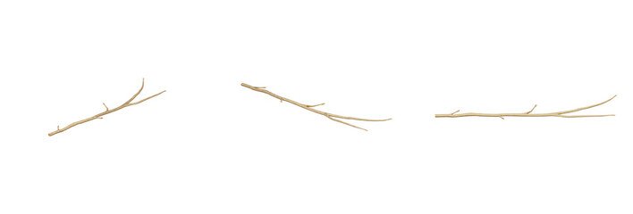 Elegant and stylish golden twig/wood/stump design. Ideal for adding a luxurious touch to your projects. PNG file with high transparency. 3d render.