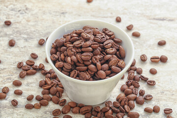 Roasted coffee bean in the bowl