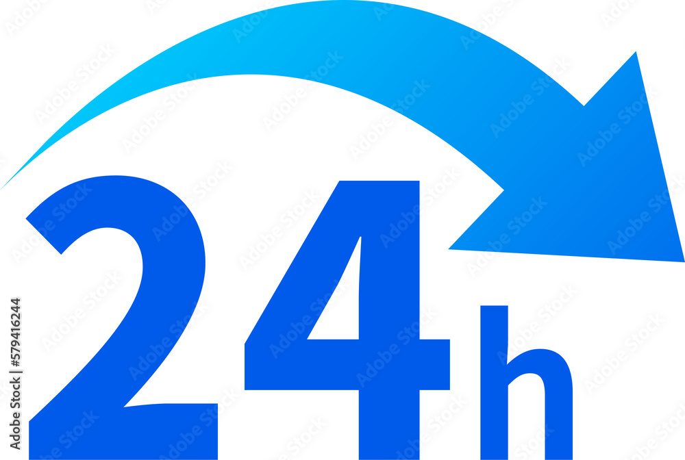 Poster 24 hour clock icon for timekeeping or scheduling