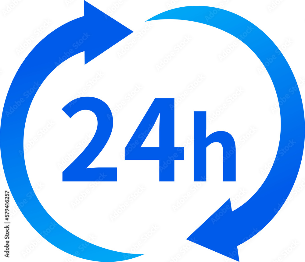 Poster 24 hour clock icon for timekeeping or scheduling