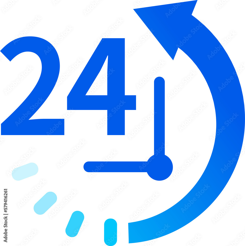 Poster 24 hour clock icon for timekeeping or scheduling