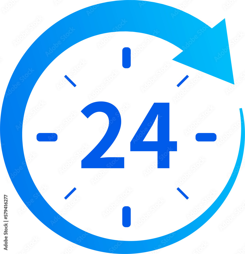 Poster 24 hour clock icon for timekeeping or scheduling