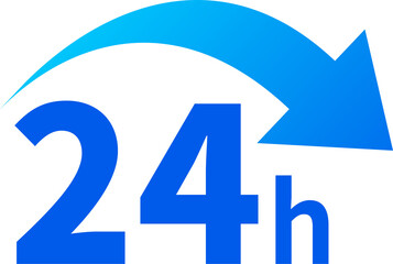 24 hour clock icon for timekeeping or scheduling