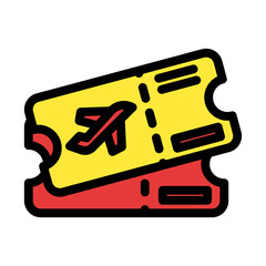 Icon Ticket Airplane, Ticket Travel, Vacation, Beach, Holyday. editable file and color.