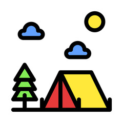 Icon Camp tent, Holyday. editable file and color.