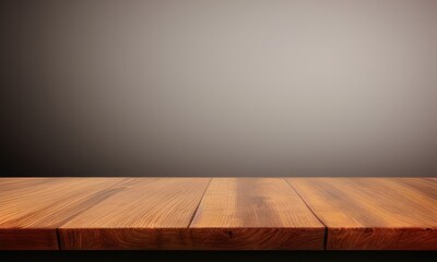 empty wooden table with floor, dark background, table for product demonstration