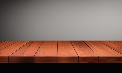 empty wooden table with floor, dark background, table for product demonstration