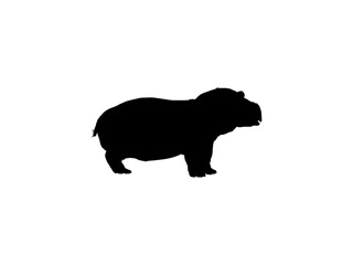 Hippopotamus Silhouette for Logo, Art Illustration, Icon, Symbol, Pictogram or Graphic Design Element. Vector Illustration