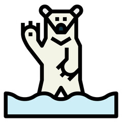 grizzly bear filled outline icon style