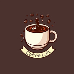 Coffee shop logo. Vector illustration of a cup of coffee.
