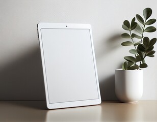 Minimalist Blank iPad Tablet Mockup Scene Created with Generative AI