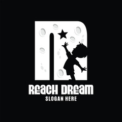Letter M Reach Dream Logo Design Template Inspiration, Vector Illustration.