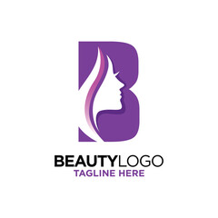Letter B Beauty Face Logo Design Template Inspiration, Vector Illustration.