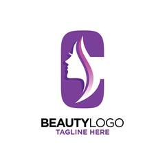 Letter C Beauty Face Logo Design Template Inspiration, Vector Illustration.